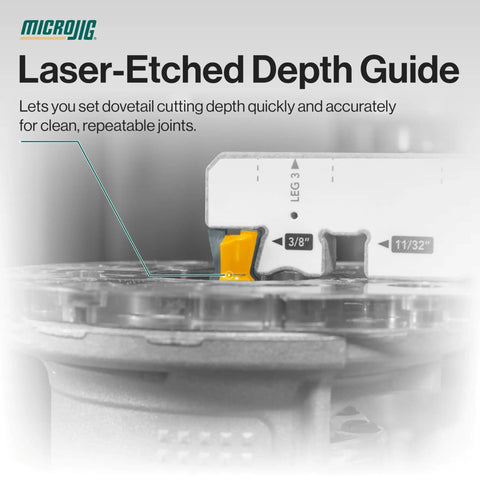 Matchfit Dovetail Router Bit 14 Degree Cutter, 1/2 Inch Diameter, 1/4 Inch Shank with laser-etched depth guide