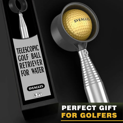 Telescopic Golf Ball Retriever For Water, 12 Ft And 9 Ft Two Sided Grabber, stainless steel tool with boxed packaging