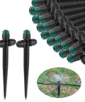 Drip Irrigation Sprayers For One Quarter Inch Tubing, Adjustable 360 Degree Water Flow Sprayer On Six Point Five Inch Arrow Stake, 30 Pack