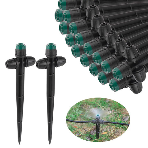 Drip Irrigation Sprayers For One Quarter Inch Tubing, Adjustable 360 Degree Water Flow Sprayer On Six Point Five Inch Arrow Stake, 30 Pack