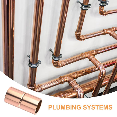 Ten copper straight couplings with 1/4 in ID sweat ends for HVAC plumbing repairs