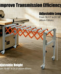 Heavy Duty Adjustable Conveyor Roller Table With Universal Wheels For Moving Wood And Construction Materials Up To 110lbs Loading Capacity and adjustable height.