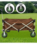 Heavy Duty 8 Inch Pneumatic Wheel Tires Offering Smooth As Butter Rolling Swivel And Rigid Casters For Garden Cart with brown fabric.