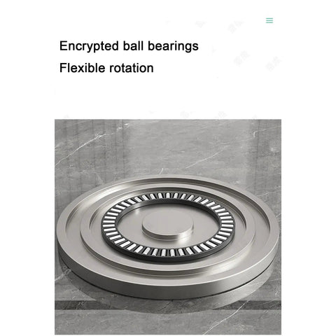 Glass Lazy Susan Turntable With Silent Aluminum Bearing, close-up on the flexible rotation ball bearing feature.