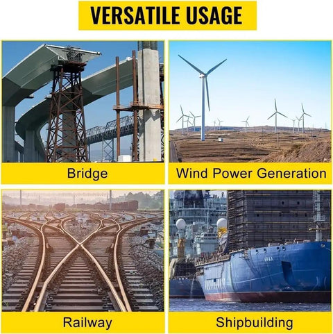 Versatile usage of Heavy Duty 1200W Magnetic Drill Press Rock Solid Electric Mag Bench Tapping Rig in bridge, railway, wind power, and shipbuilding.