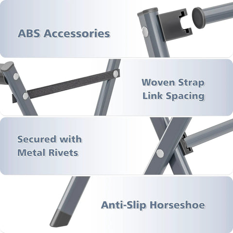 Detailed view of Heavy Duty Indoor Clothes Drying Rack With Twelve Solid Horizontal Rods and Tight Grip Sock Clips showing ABS accessories and metal rivets.