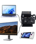 Next Level External Egpu Dock With Thunderbolt 3 And 4 Plus USB4 Support And 85W PD Charging, connected to a laptop, monitor, and gaming device.