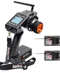 RC4GS V3 5 Channel Pro Grade Transmitter With Gyro And R6FG Receivers 2.4GHz Remote Controller Kit shows transmitter and receivers