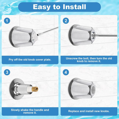 Installation steps for Two Piece Shower Knob Replacement Set With Flange Base For Hot And Cold Tub Faucet Handles Verve Style Trim Kit