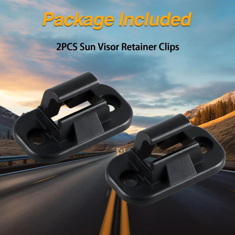 2 Pack Sun Visor Retainer Clips For Freightliner Cascadia 2009 Through 2020 And Freightliner M2 106 2008 Through 2020 2022 Replacement 18-36267-000 shown on road background
