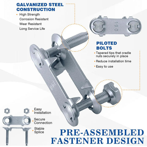 Beefed Up Heavy Duty Bolt Solid Steel Plate Fasteners Pack Pre Assembled Bottom Plates For Conveyor Belt Repair Kit diagram