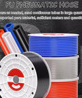 Built Different Heavy Duty Orange Pu Polyurethane Air Hose Four Hundred Feet Long Sweet Flex Armor And Rust Proof Finish For Auto Repair Or Fluid Transfer in various colors.