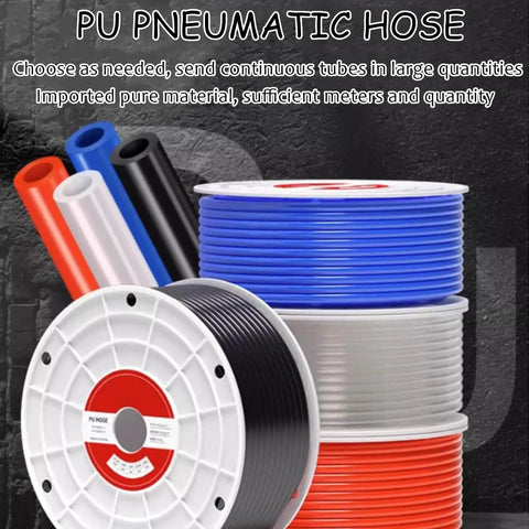 Rock Solid Pu Polyurethane Pneumatic Tubing For Air Compressors in multiple colors on reels, showcasing flexibility and durability.