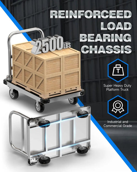 Indestructible Workhorse 2500 Pound Platform Truck With 48 X 24 Inch Foldable Flatbed Cart Delivering Hardcore Steel Strength For Warehouse Moves And Site Hauling Built Different To Handle Any Heavy Duty Task Without Skipping A Beat