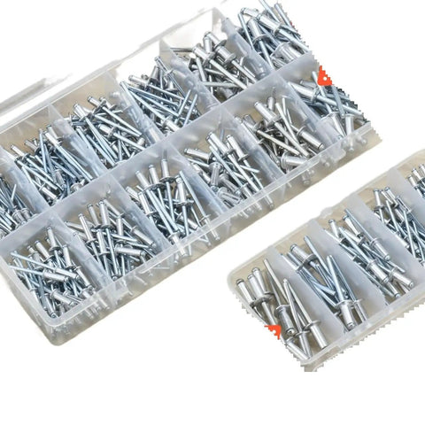 Aluminum Blind Rivets Assortment Kit Five Size Set With 70 Pieces for Metal furniture and automotive projects in plastic case