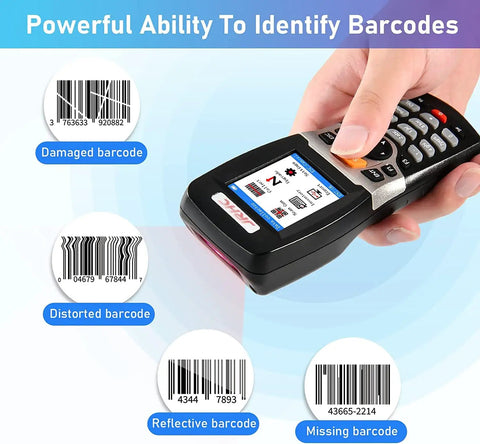 All In One Wireless Barcode Scanner And Inventory Collector With USB Connection Portable Data Terminal in hand scanning barcodes