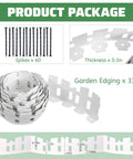 33 Foot White Plastic Garden Edging Border Kit With 60 Stakes No Dig Lawn Border For Flower Beds And Landscaping 4 Inch Tall Decorative Edge To Define Garden Borders Quick Install And Durable Outdoor Border packaging details