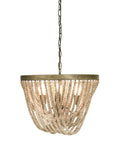 Draped Wood Bead Chandelier With Gold Washed Metal Base And Brushed Finish Long 10 Foot Cord And 6 Foot Chain Hand Selected Natural Beads