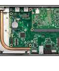 Heavy Duty Rugged Mini Computer With No Sweat Fanless Cooling Running Beefy Intel Core I5 Eight Three Six Five U internal circuit board and components.