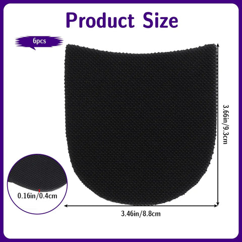 Black rubber heel repair pad from 6 Pack Shoe Heel Repair Rubber Pads Replacement For Boots And Shoes Anti Slip Sole Protectors