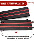 Heavy Duty 24 Inch Aluminum T Track Extensions For Woodworking Setup With Splice Plates And Hardware Set Of 2 showing two 24" extensions with red t-tracks.