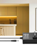 Kitchen with under-cabinet lighting, featuring 24V LED Power Supply 30W Non Dimmable UL Listed AC to DC Converter for LED Strip Lights.