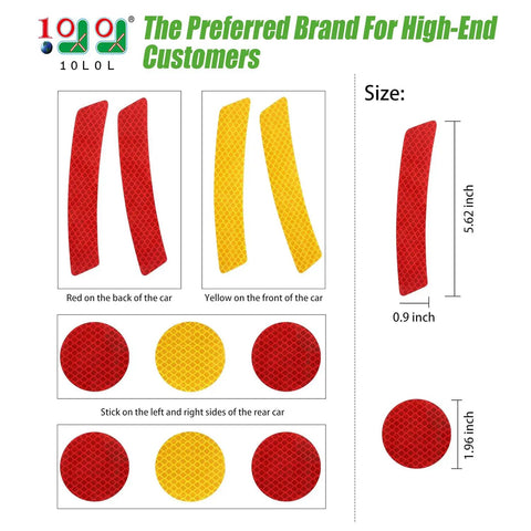 Top Shelf Golf Cart Reflector Strips Slick Peel N Stick Decal Kit With Heavy Duty Waterproof Glue Quick Install For Yamaha Ezgo Club Car bold red and amber round and rectangular decals for safety.