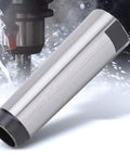 Silver MT3–MT2 taper drill sleeve arbor adapter for CNC lathe/mill fixtures.