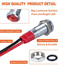 Close-up of Red LED Indicator Lights 12V To 24V Energy Saving 6mm Metal Waterproof Wide Flat Head Pilot Dash Signal Lamp showing components