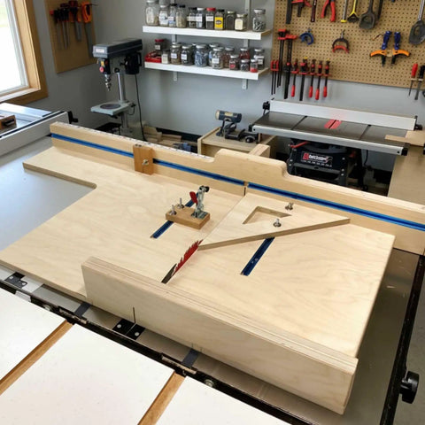 Premium Aluminum Miter Bars 3 4 By 3 8 By 19 Inch Table Saw Runners Router Table Sliders on a woodworking jig setup.