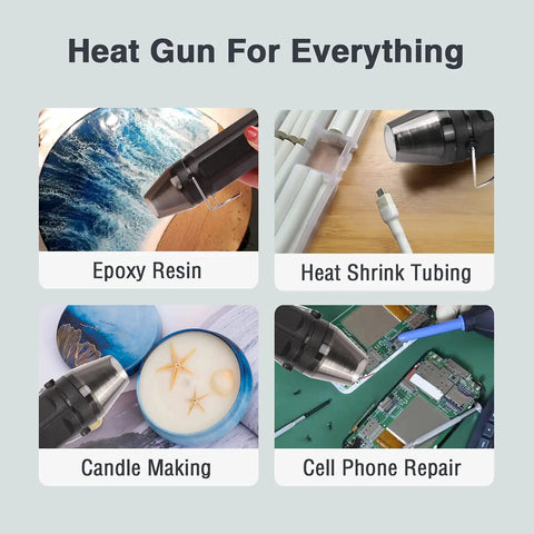 Mini Heat Gun With Dual Temperature Settings 392F And 662F, 4.9 Ft Cord used for epoxy resin, tubing, candle, phone repair