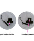 Front and rear buckle positions of Soft Fleece Parrot Flight Harness Vest With 2 Meter Leash For Parakeets Cockatiels Conures And Budgies