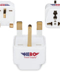 Universal Travel Adapter Kit For US To Italy Type L Grounded 3 Pack With Lifetime Replacement Guarantee, white adapter angles