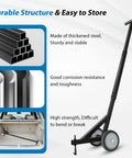 Heavy Duty Manhole Cover Hook With Double Wheels For Easy One Person Lifting Of Storm Drains Sewer Lids Septic Tanks And Steel Covers Smooth Rolling No Fuss Setup Multipurpose Lifting Tool with durable steel structure and easy storage