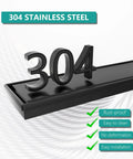 304 stainless steel 24 Inch Matte Black Linear Shower Drain With Hair Catcher And Leveling Feet Rectangle Tile Insert Cover Reversible 2 In 1 Drain 304 Stainless Steel Bathroom Floor Drain Heavy Duty No Nonsense Rust Proof Easy Install close-up