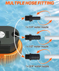 Above Ground Pool Cover Pump Submersible Sump Water Removal Tool With Drain Hose And 25-Foot Power Cord, 3 adapters