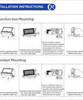 Installation instructions for Wall Pack Light 35W Behemoth Bright 4,200 Lumen 5000K showing junction and conduit mounting.