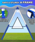 Arcadia Metal Swing Set For Kids With Trapeze And Two Person Glider, A-frame design with rust-resistant steel frame detail.