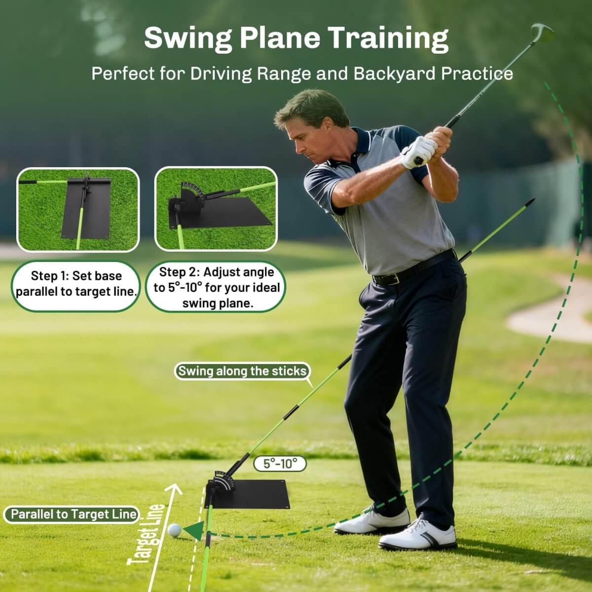 Golf Alignment Stick Holder for Swing Training ✓