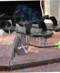 Pro Grade Lawn Aerator Shoes With 20 Heavy Duty Metal Spikes Replacement Pegs on outdoor surface, product display