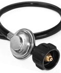 Image of Propane Regulator And Hose Type One QCC1 Universal Grill Regulator Replacement Parts, two feet long, with swivel and flare nut.