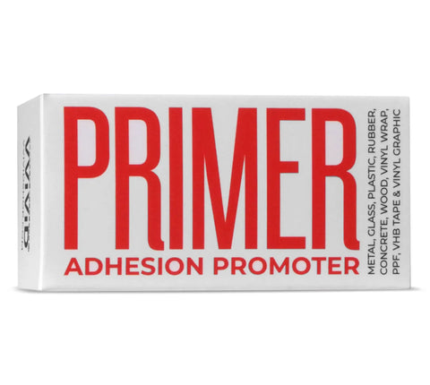Multi Surface Adhesion Promoter Primer For Vinyl Wrap Prep And Paint Adhesion Booster On Metal Plastic Rubber Concrete Wood For Hella Strong Bond And Sweet Finish Results box showing 'PRIMER' and application details.