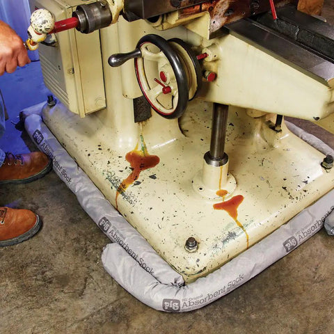 Absorbent Sock For Machine Leaks 3 Inch By 42 Inch Absorbs Up To 64 Oz Per Sock 40 Pack Formable Polypropylene Sock That Hugs Corners And Contains Puddles For Safer Worksites