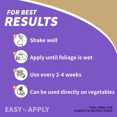 Instructions for Hot Pepper Wax Animal Repellent Spray 32 Oz Ready To Use with shake well and apply until foliage is wet
