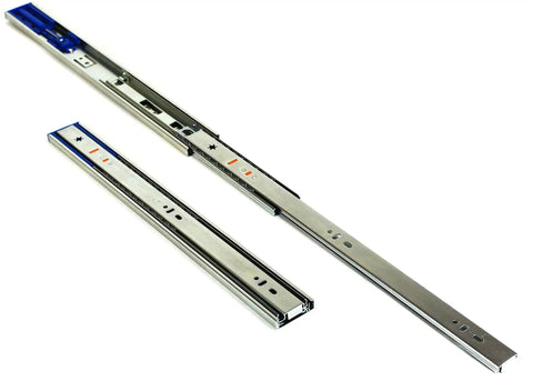 Soft Close 16 Inch Drawer Slides Set With Ball Bearing Full Extension Side Mount 100 Lb Capacity Zinc Plated Steel