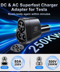 Zero Hassle Plug And Go 2 In 1 Ccs And J1772 To Tesla Adapter showcasing 250kW ports and sleek design for ultra-fast charging.