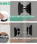 Comparison of RV Magnetic Door Catch Set 2 Pack easy tape installation vs screw-type door catch for campers and trailers.