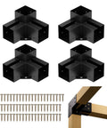 Heavy Duty 4x4 Pergola Brackets Kit For DIY Wood Projects Four Pack 3 Way 90 Degree Right Angle Corner Brackets with screws