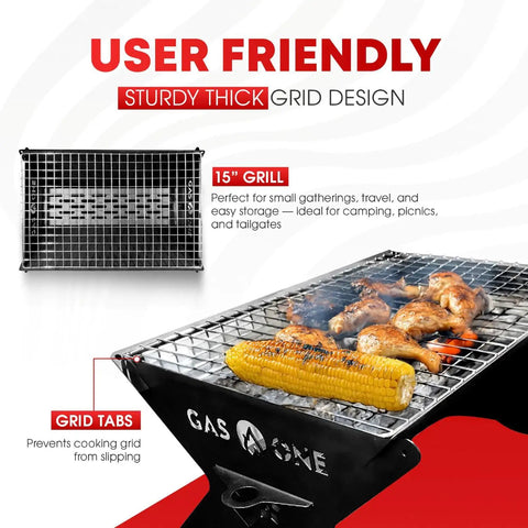 15 Inch Portable Charcoal Grill Foldable Bbq For Camping Backyard Bonfires And Patio Heavy Duty Fire Pit Gear with food