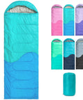 Three Season Sleeping Bag For Adults And Kids, Lightweight Yet Warm Camping Gear, waterproof nylon shell, multiple colors